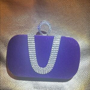 Montana West Royal Purple Clutch with Rhinestone Accents